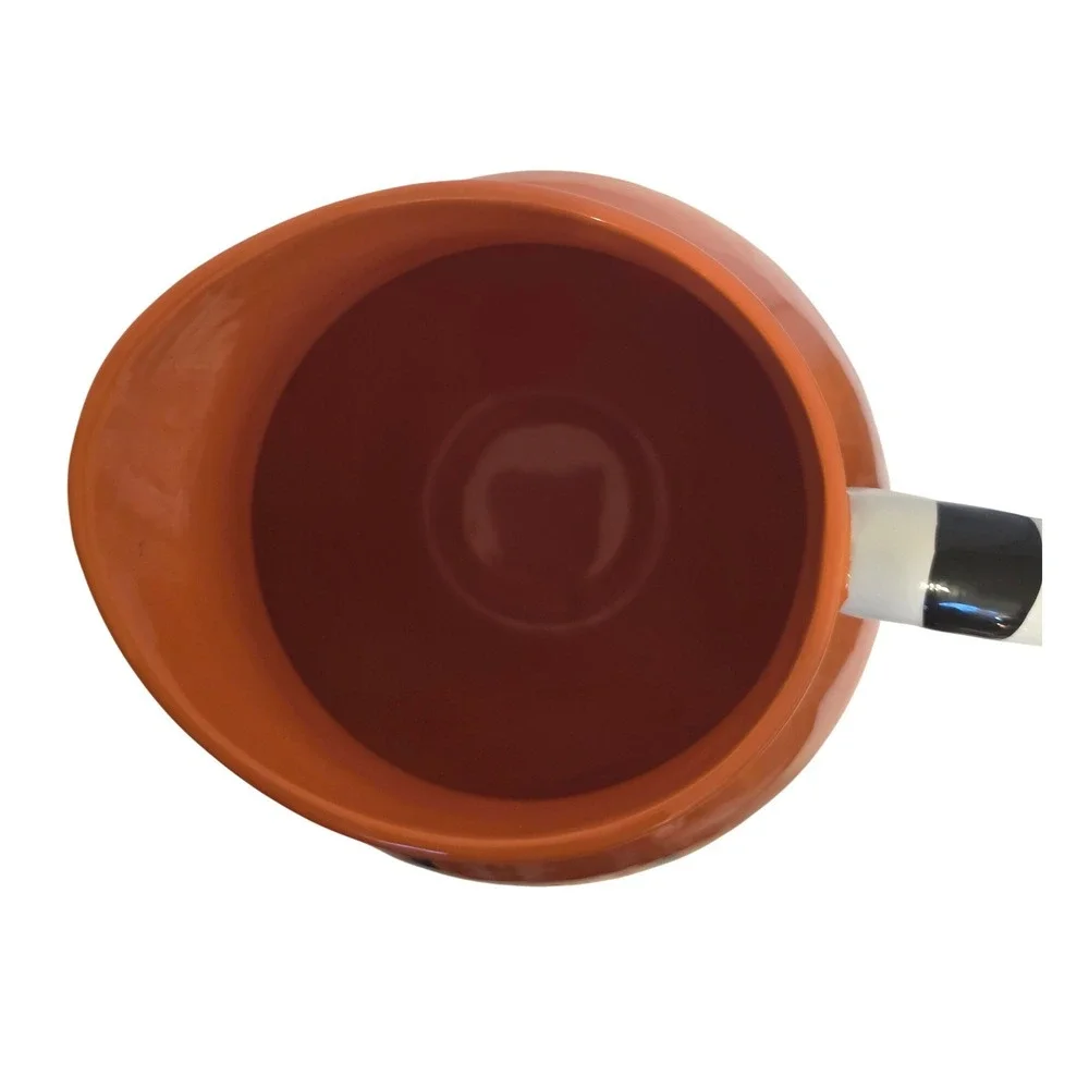 Hallmark Halloween Pumpkin‎ Pitcher Jack O Lantern Striped Handle Ceramic Orange